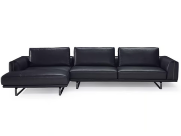 TEMPO - Sectional leather sofa with chaise longue by Natuzzi Italia - view 2